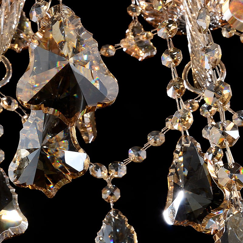 Cognac color double-layer European crystal chandelier, duplex villa staircase candle lamp, hotel engineering lamp, large chandelier-6059 - Imagen 10
