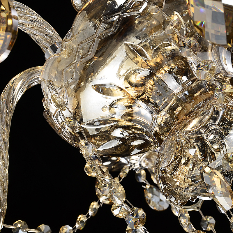 Cognac color double-layer European crystal chandelier, duplex villa staircase candle lamp, hotel engineering lamp, large chandelier-6059 - Imagen 11