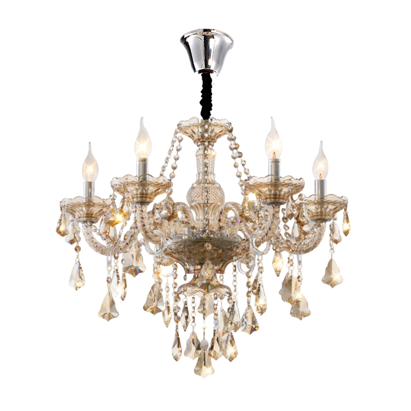 Cognac color double-layer European crystal chandelier, duplex villa staircase candle lamp, hotel engineering lamp, large chandelier-6059 - Imagen 12
