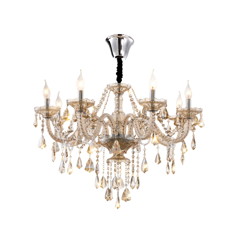 Cognac color double-layer European crystal chandelier, duplex villa staircase candle lamp, hotel engineering lamp, large chandelier-6059 - Imagen 13
