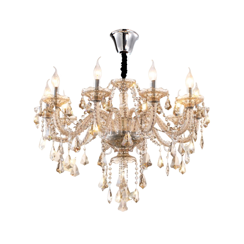 Cognac color double-layer European crystal chandelier, duplex villa staircase candle lamp, hotel engineering lamp, large chandelier-6059 - Imagen 14