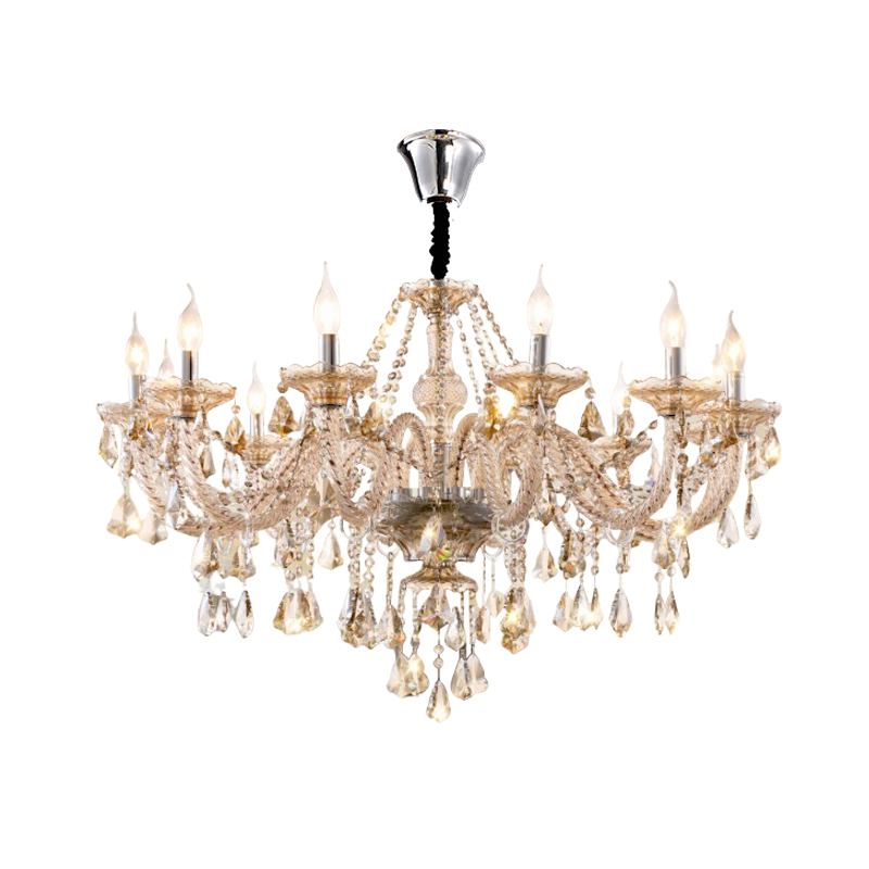 Cognac color double-layer European crystal chandelier, duplex villa staircase candle lamp, hotel engineering lamp, large chandelier-6059 - Imagen 15