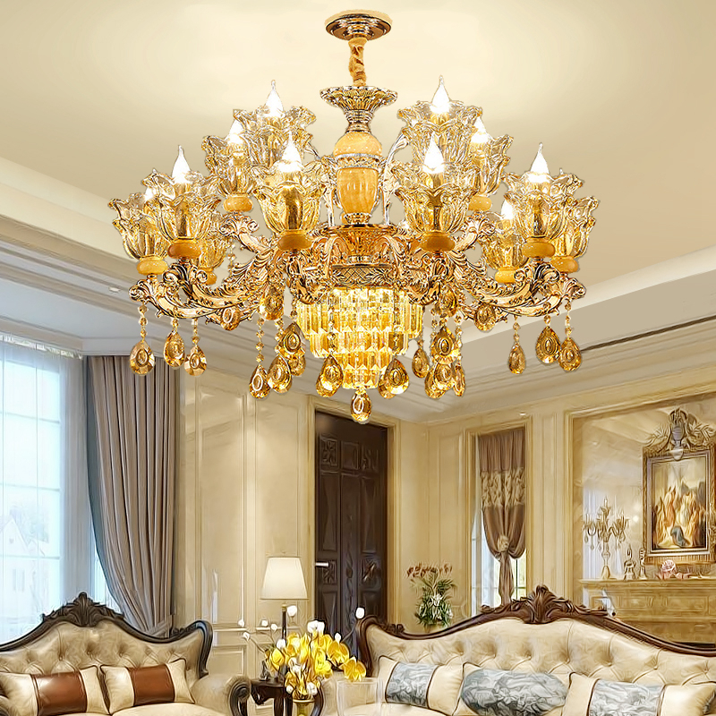 European style duplex building with crystal chandelier, suspended ceiling, third floor, fourth floor villa, living room, hotel staircase, long chandelier-33165 — изображение 6