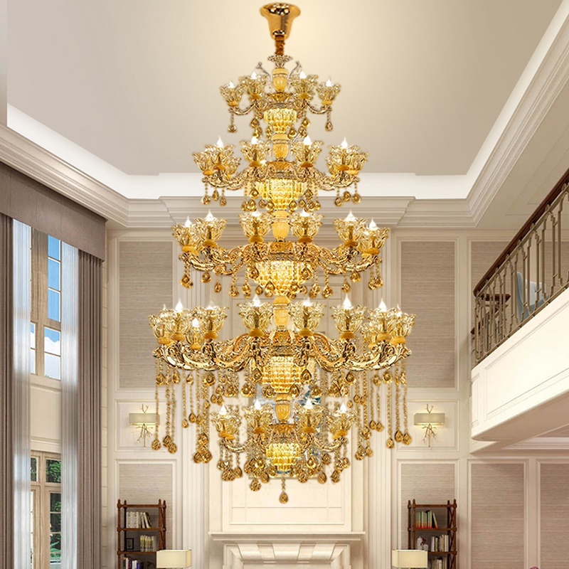 European style duplex building with crystal chandelier, suspended ceiling, third floor, fourth floor villa, living room, hotel staircase, long chandelier-33165 — изображение 12