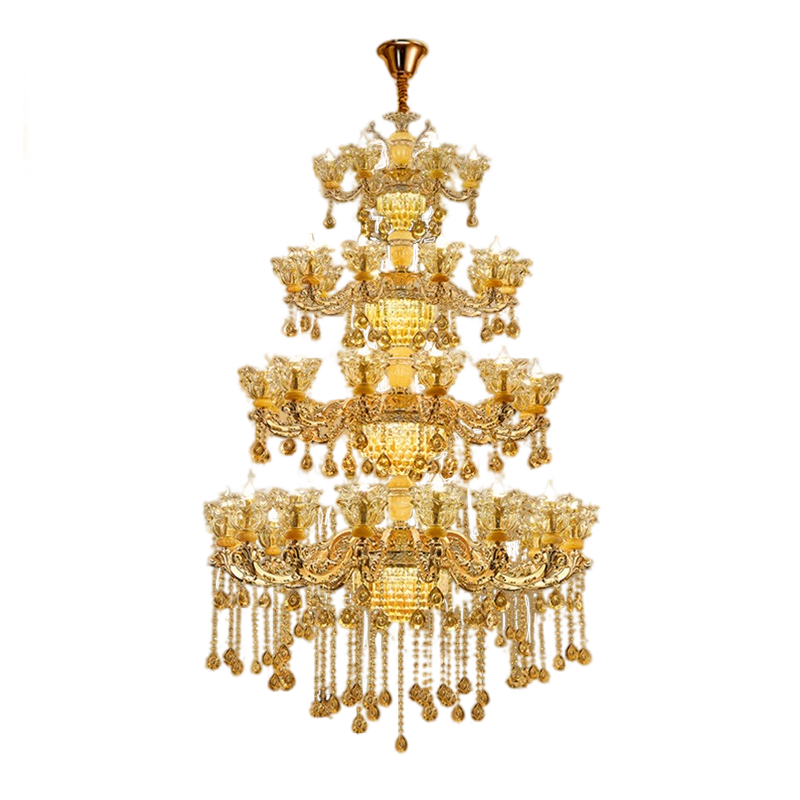 European style duplex building with crystal chandelier, suspended ceiling, third floor, fourth floor villa, living room, hotel staircase, long chandelier-33165 — изображение 26