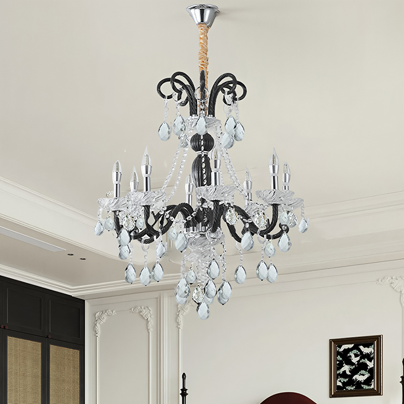 Black candle light, retro French living room pendant light, crystal room main light, European high-end headlight, atmospheric restaurant light-33200 — изображение 3