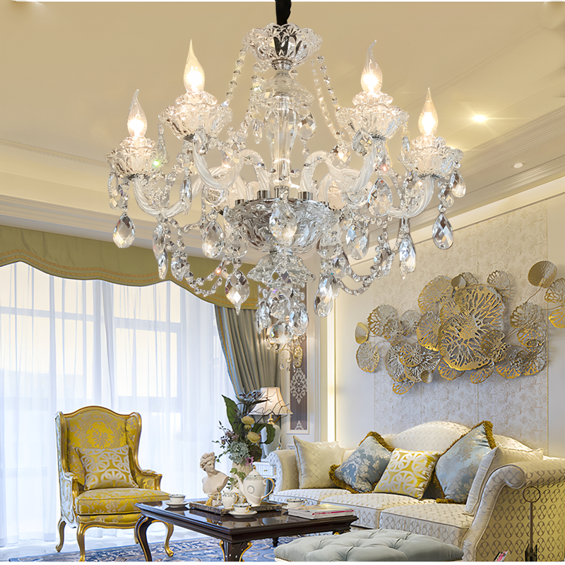 Living room pendant light, European restaurant light, bedroom light, atmospheric duplex building crystal pendant light, hotel lobby pendant light, staircase light-68429 - 画像 (5)