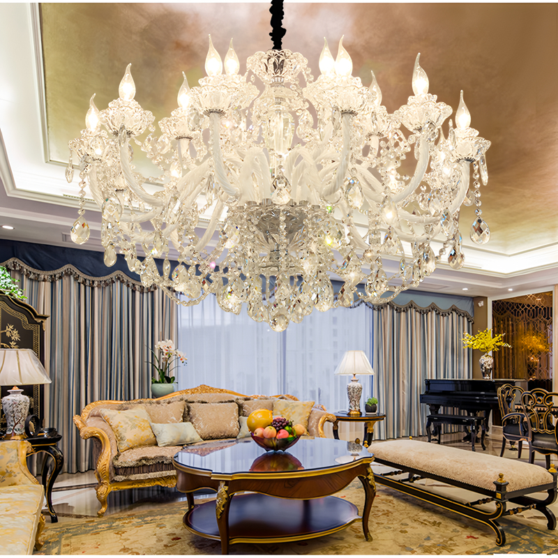 Living room pendant light, European restaurant light, bedroom light, atmospheric duplex building crystal pendant light, hotel lobby pendant light, staircase light-68429 - 画像 (10)