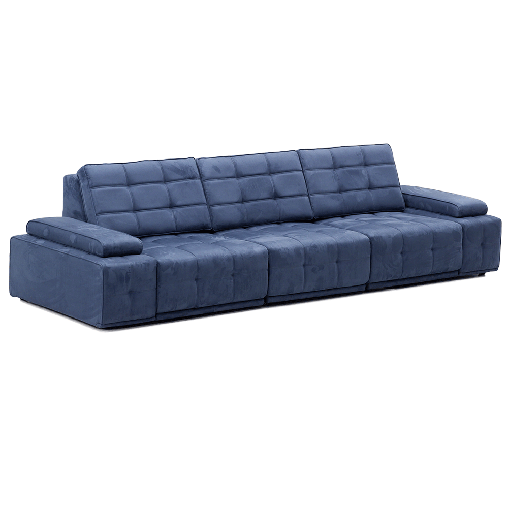 Đầu da bò/nửa da nhỏ da bò màu vàng nâu thẳng hàng ghế sofa ba người-S-5002 - Ảnh 4