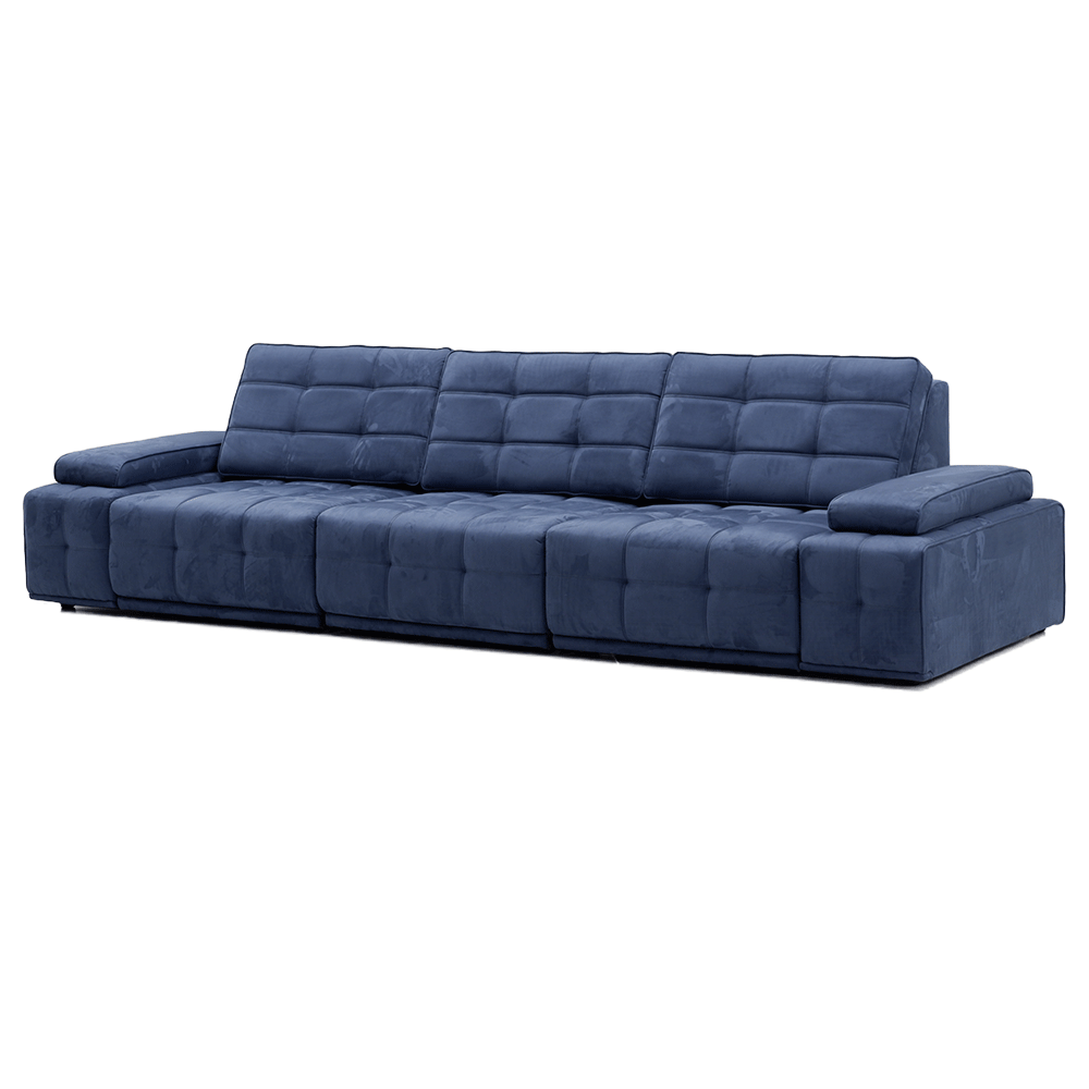 Đầu da bò/nửa da nhỏ da bò màu vàng nâu thẳng hàng ghế sofa ba người-S-5002 - Ảnh 5