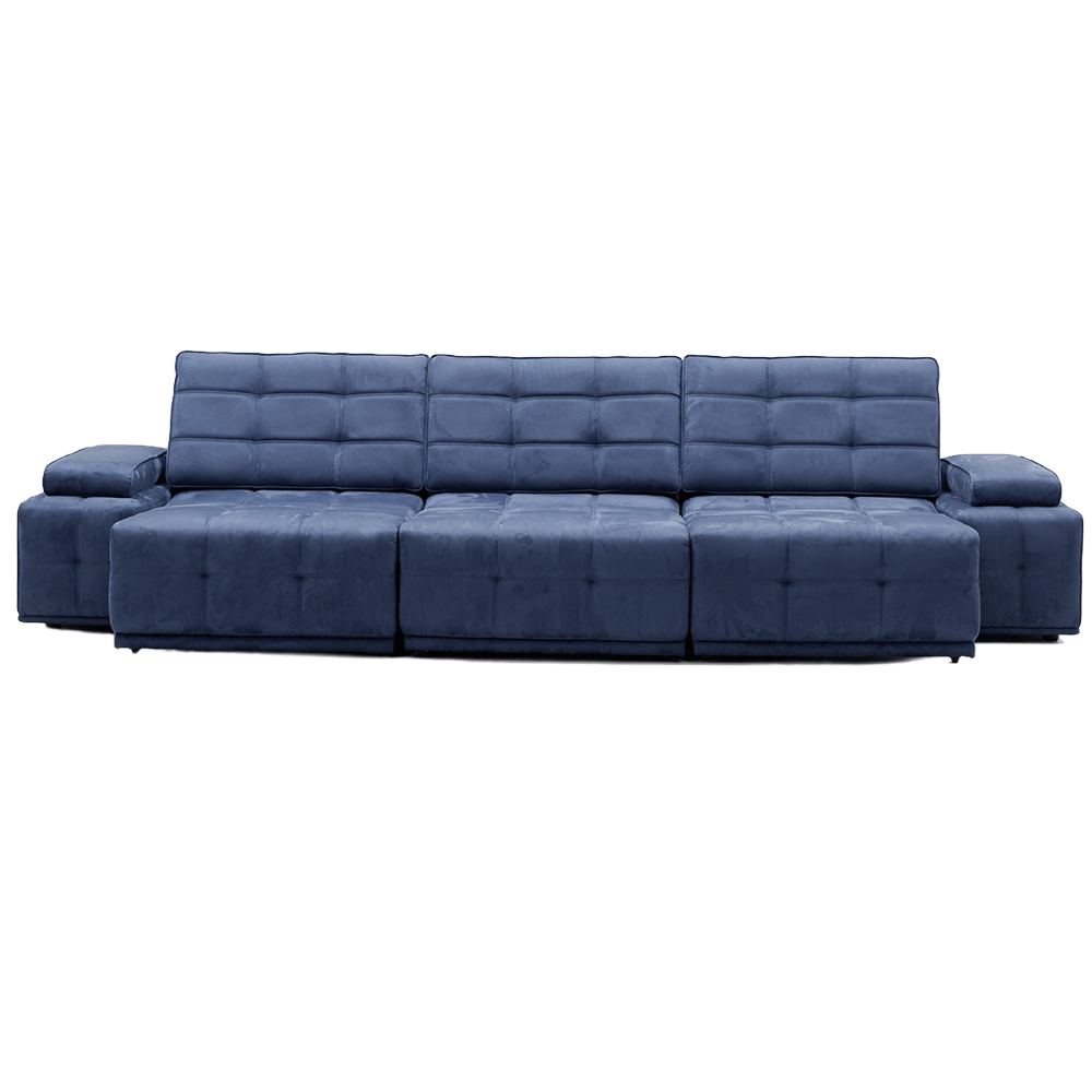 Đầu da bò/nửa da nhỏ da bò màu vàng nâu thẳng hàng ghế sofa ba người-S-5002 - Ảnh 9