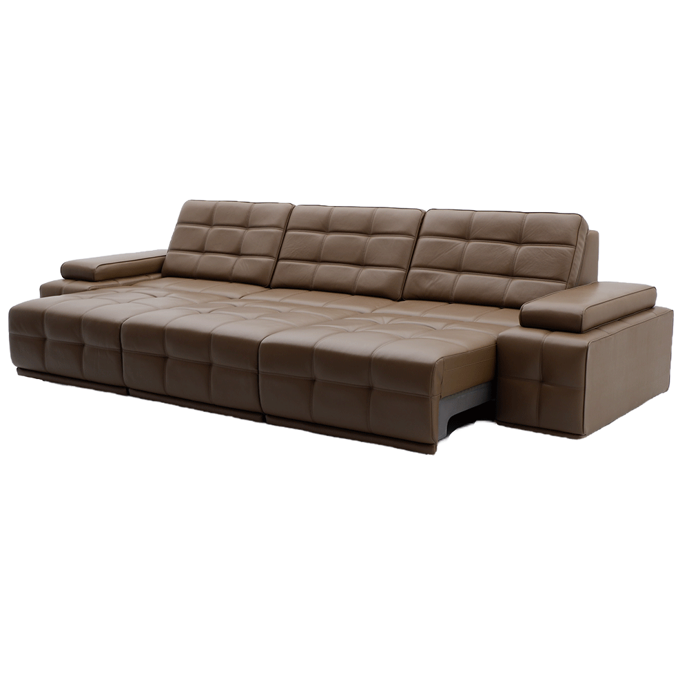 Đầu da bò/nửa da nhỏ da bò màu vàng nâu thẳng hàng ghế sofa ba người-S-5002 - Ảnh 15
