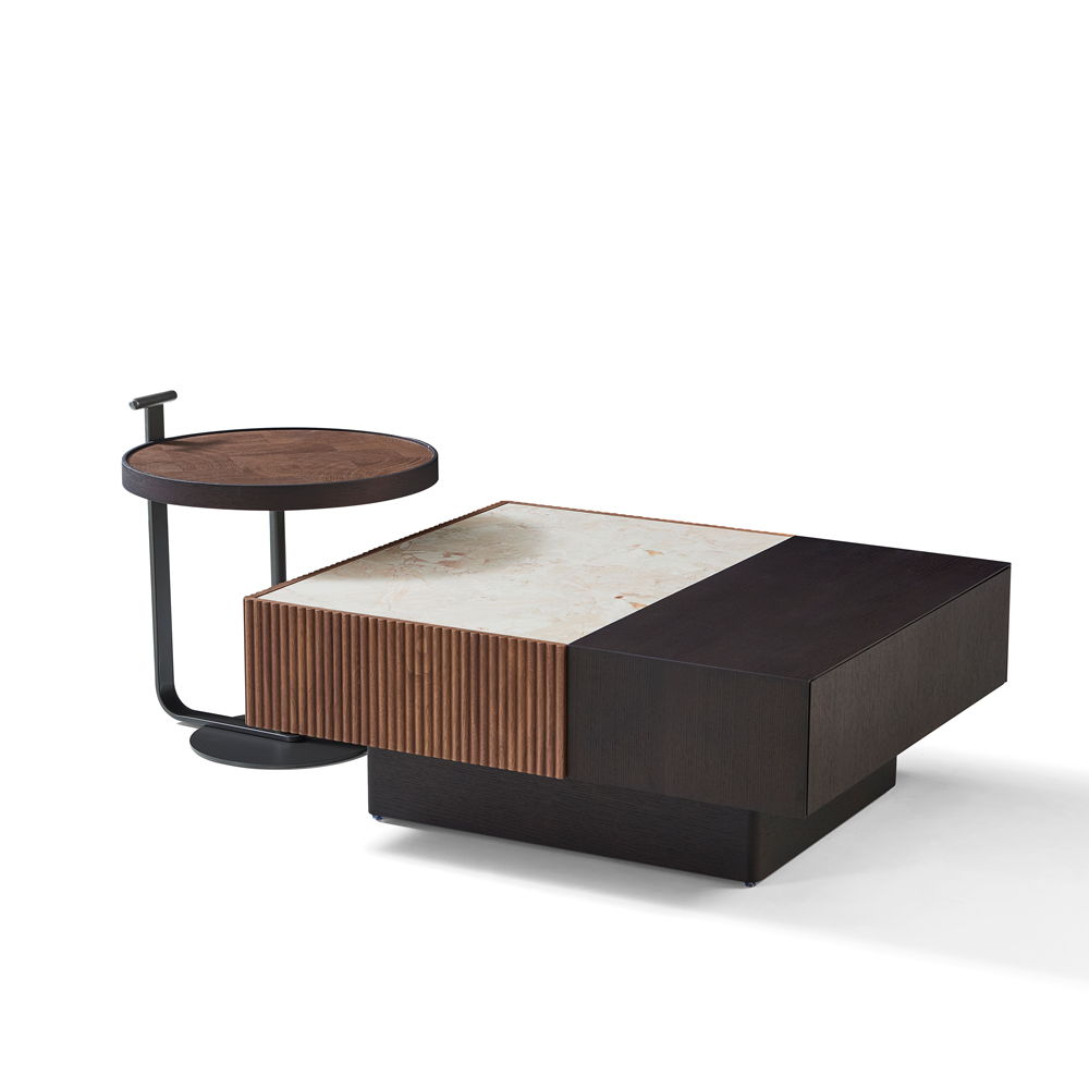 Bàn gỗ kết hợp vân gỗ óc chó và đỏ rượu vang tinh tế thiết kế 5 vòng- 9122（Home Love） - Ảnh 2