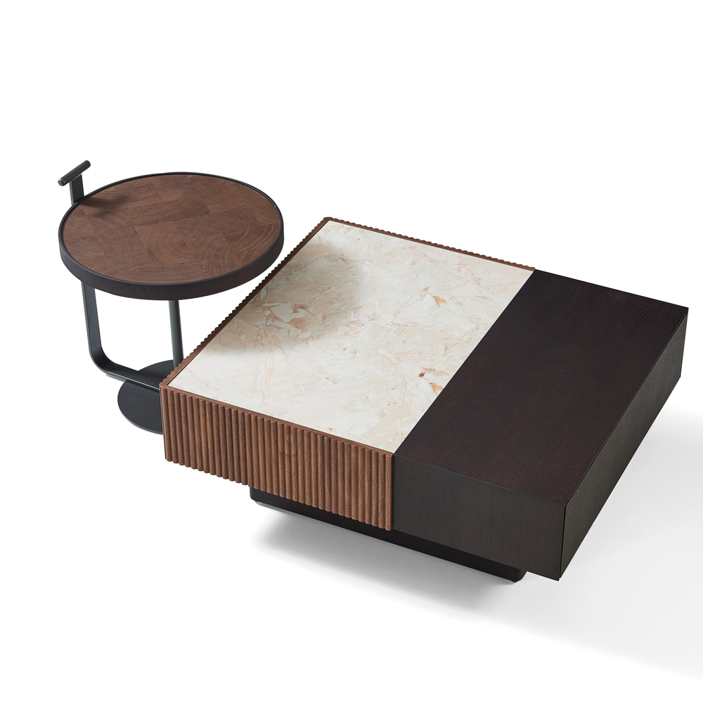 Bàn gỗ kết hợp vân gỗ óc chó và đỏ rượu vang tinh tế thiết kế 5 vòng- 9122（Home Love） - Ảnh 3