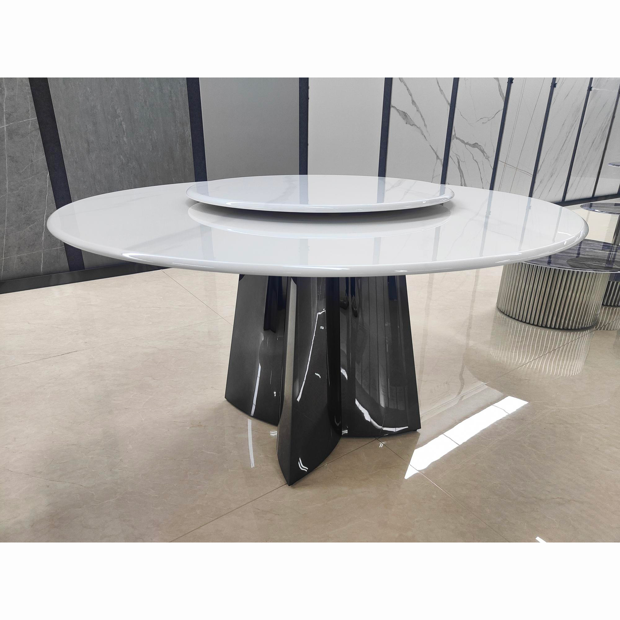 Bàn ăn tròn mặt đá tinh thể-Màu trắng /Màu bạc CZ2402Y（China Rock Slab） - Ảnh 3