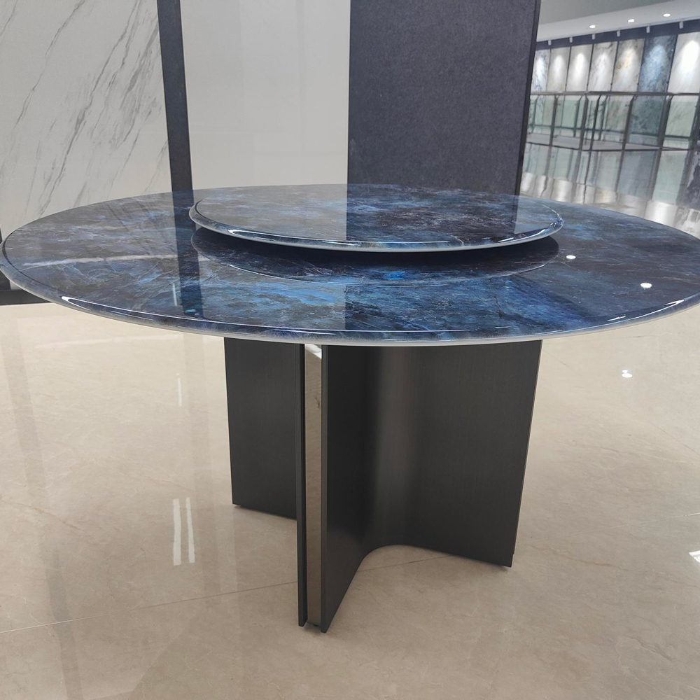 Bàn ăn tròn mặt đá tinh thể-Xanh lam/ Xanh lục CZ2430Y （China Rock Slab） - Ảnh 3