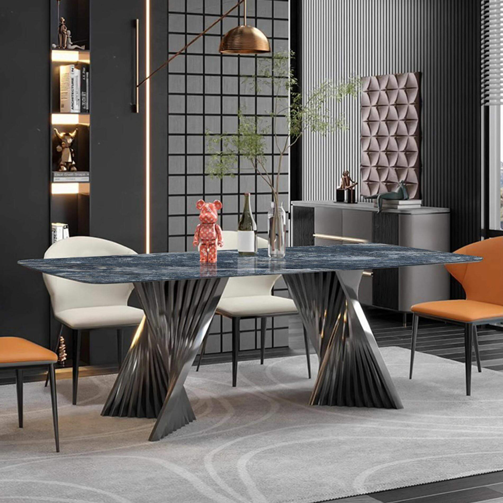 Bàn ăn dài mặt đá tinh thể-Xanh lam+Xanh lục CZ2408F （China Rock Slab） - Ảnh 2