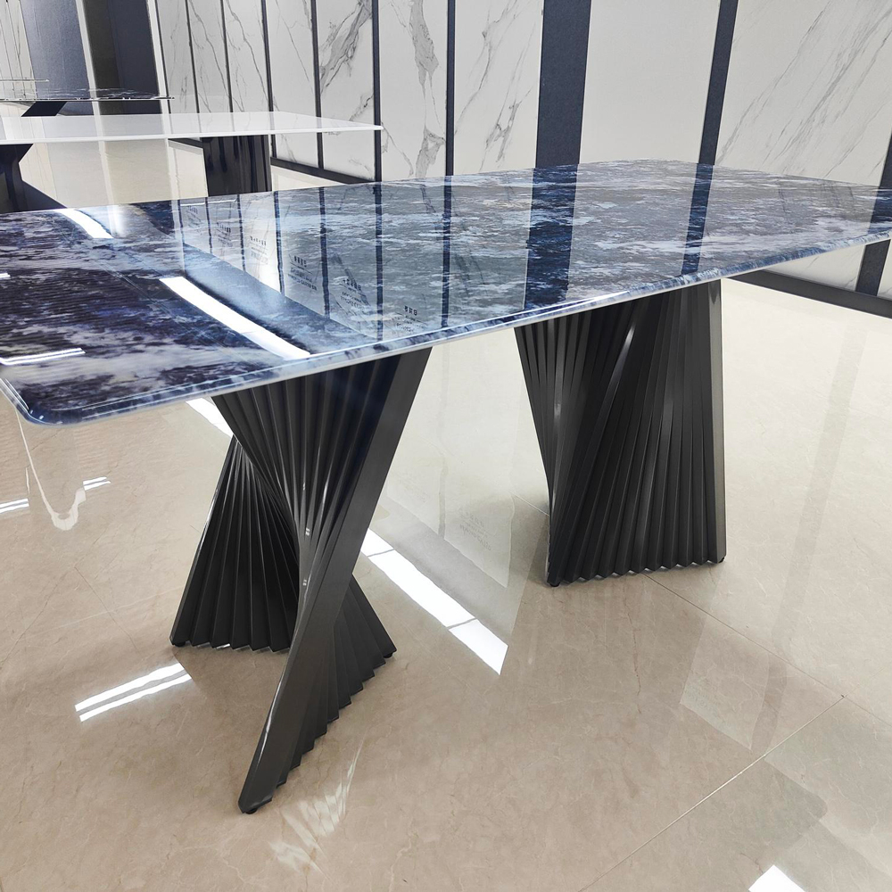 Bàn ăn dài mặt đá tinh thể-Xanh lam+Xanh lục CZ2408F （China Rock Slab） - Ảnh 3