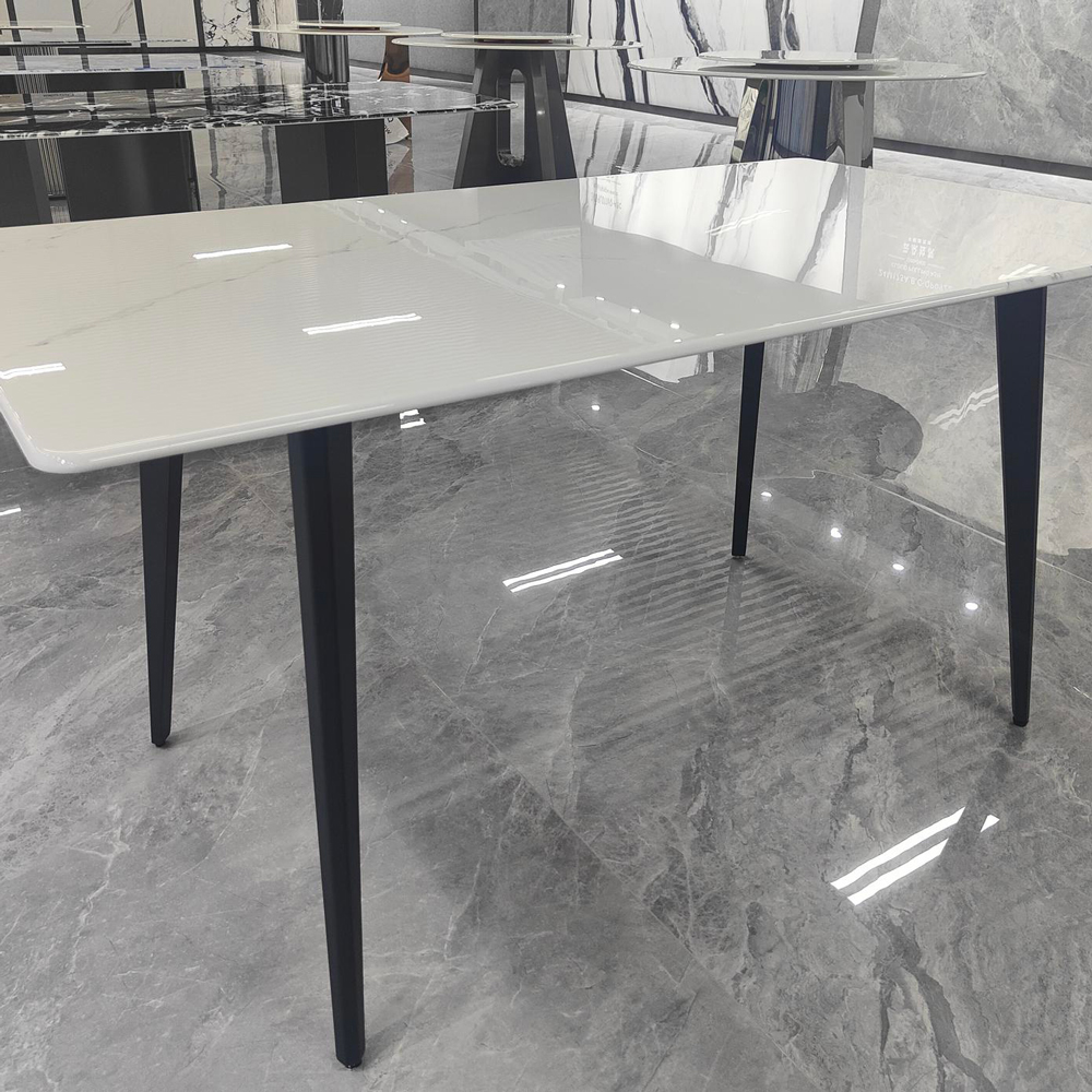 Bàn ăn dài mặt đá tinh thể-Trắng ngà+Trắng hoa tuyết CZ2410F (China Rock Slab) - Ảnh 4