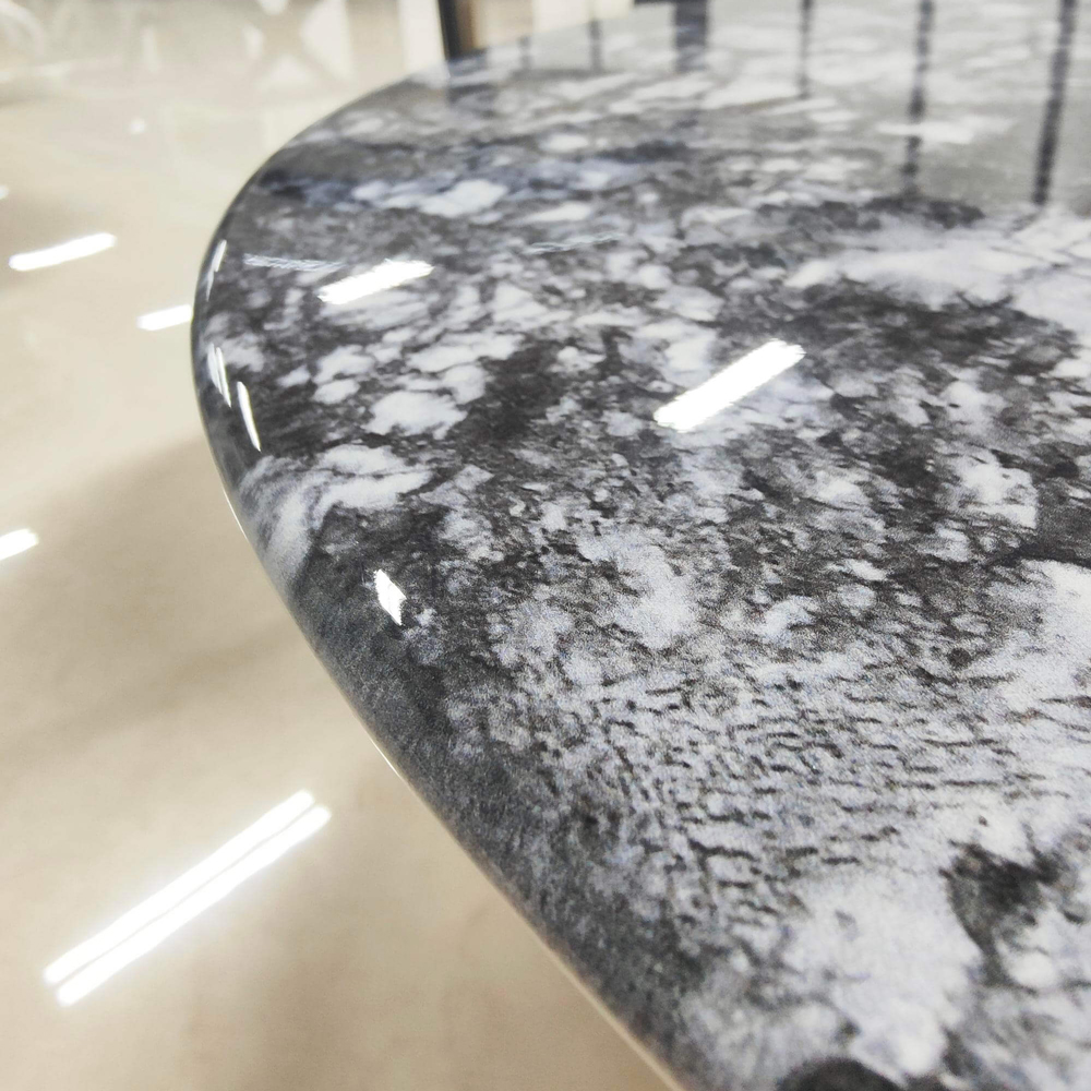 Bộ bàn trà đôi  mặt đá sa thạch đen hiện đại-Mặt đá tấm đen + Chân kim loại CJ2427Y (China Rock Slab) - Ảnh 4