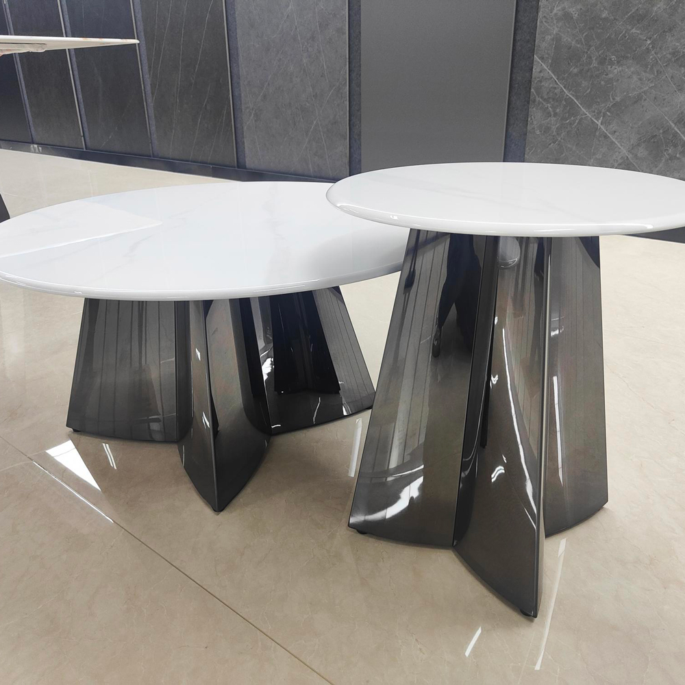 Bộ bàn trà đôi hiện đại-Màu trắng +Màu bạc PTCJ2402Y (China Rock Slab) - Ảnh 3